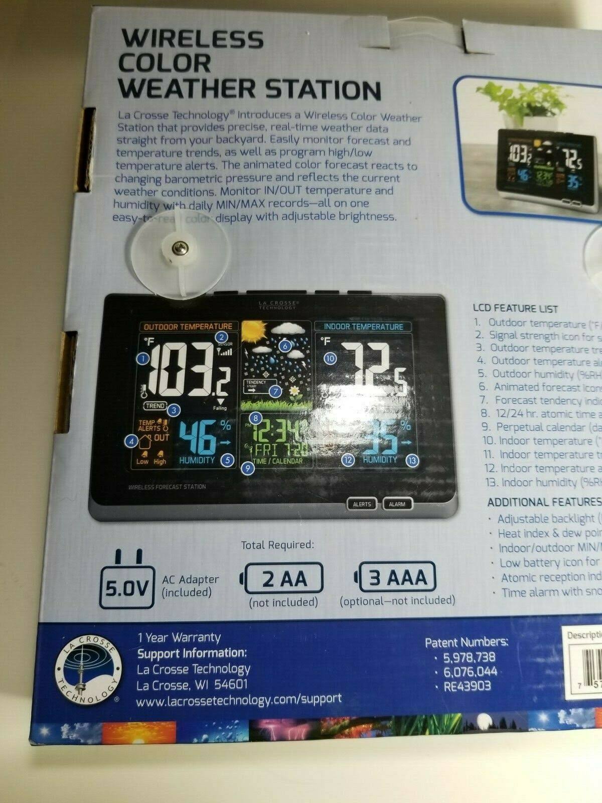 La Crosse Technology Wireless Atomic Digital Color Forecast Station with Alerts, White