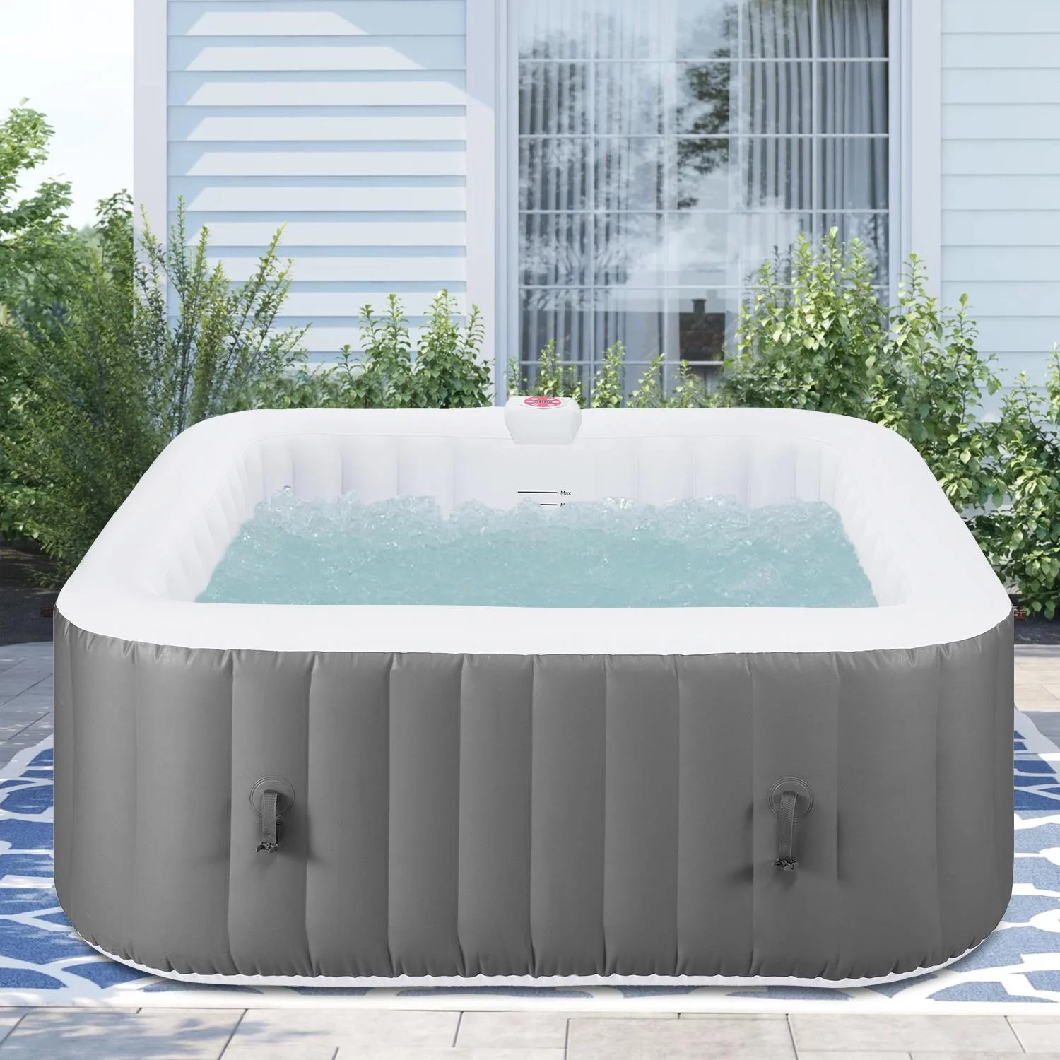 Upgraded Inflatable Hot Tub, Seizeen 6 Person Hot Tub with Hidden Pump, Portable Spa Tub Outdoor Indoor Use w/130pcs Jet, Lockable Cover, Storage Bag, Cover, 240gal