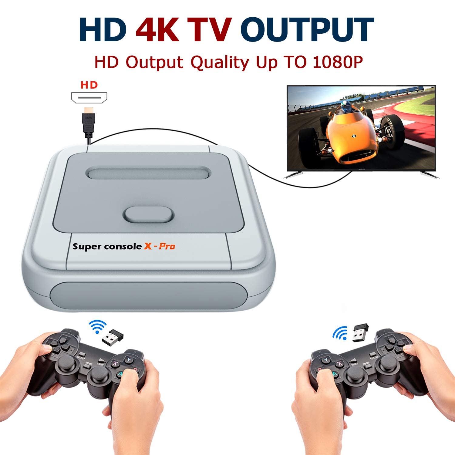 Kinhank Super Console X Pro 256GB,Retro Game Consoles,50,000+ Video Games,TV&Game System in 1,Emulator Consoles for 4K HD TV,2 Controllers,Compatible with PS1/PSP,WiFi/LAN,Gifts for Best Friend (PRO-256GB)