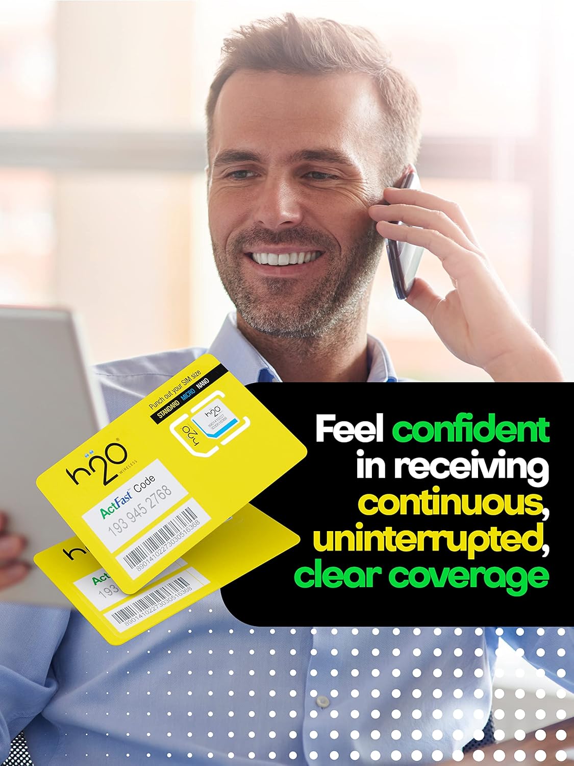 H2O Wireless SIM Card $30 Plan — Preloaded Triple-Cut SIM with Unlimited Data & International Talk & Text and 6GB High-Speed 4G LTE/5G Data Coverage (120-Day Plan)