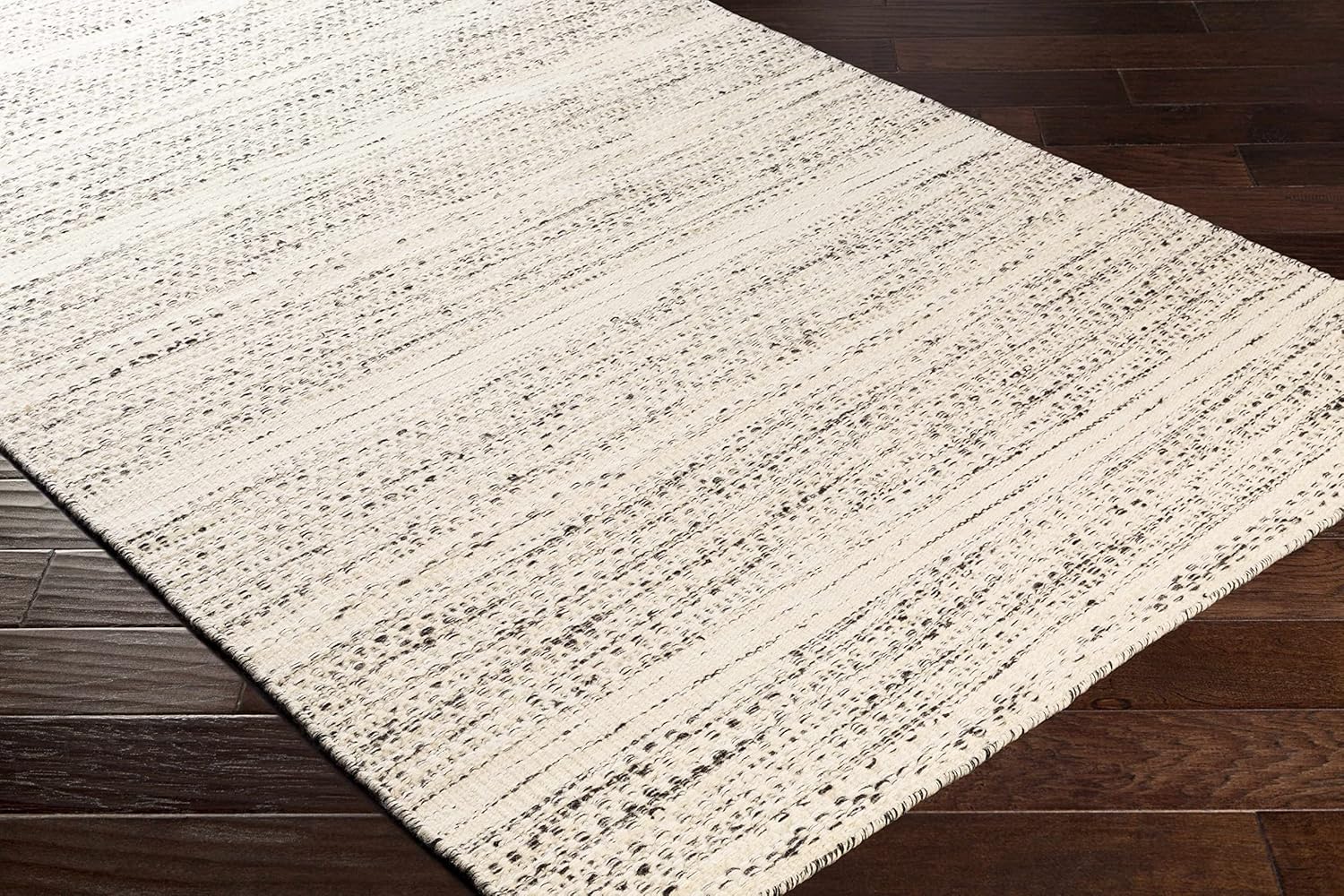Hauteloom Williford Natural Fiber Contemporary Living Room Bedroom Large Area Rug - Moroccan Farmhouse -100% Wool - Handmade Handwoven Carpet - Bohemian No Pile - Black, Cream, Beige - 8'10" x 12'