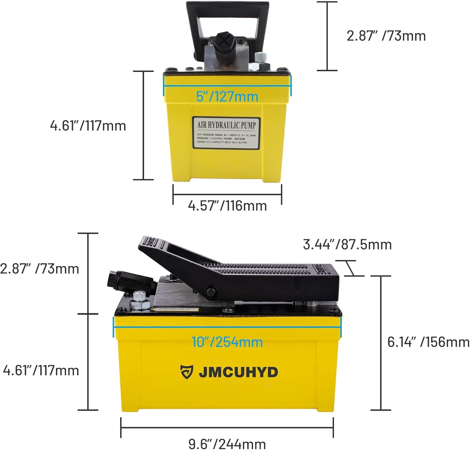 JMCUHYD 10,000 PSI Air Hydraulic Pump Foot Operated for Hydraulic Press, Hydraulic Hose Crimper and Hydraulic Ram/Jack