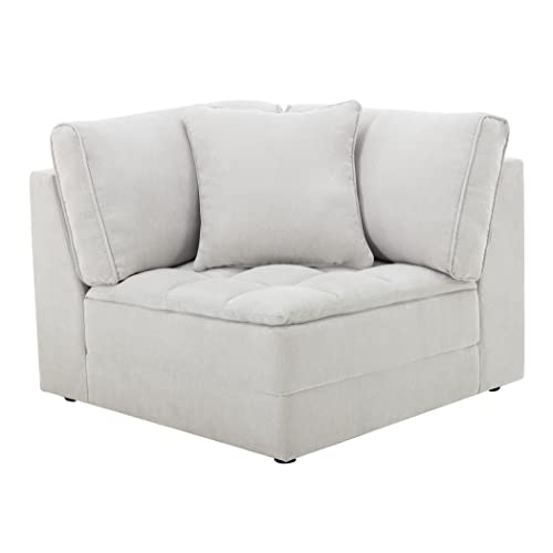 Roundhill Furniture Breton Modular Sectional Sofa Couch for Living Room, L Shape+Ottoman, 7-Piece, Oyster Grey