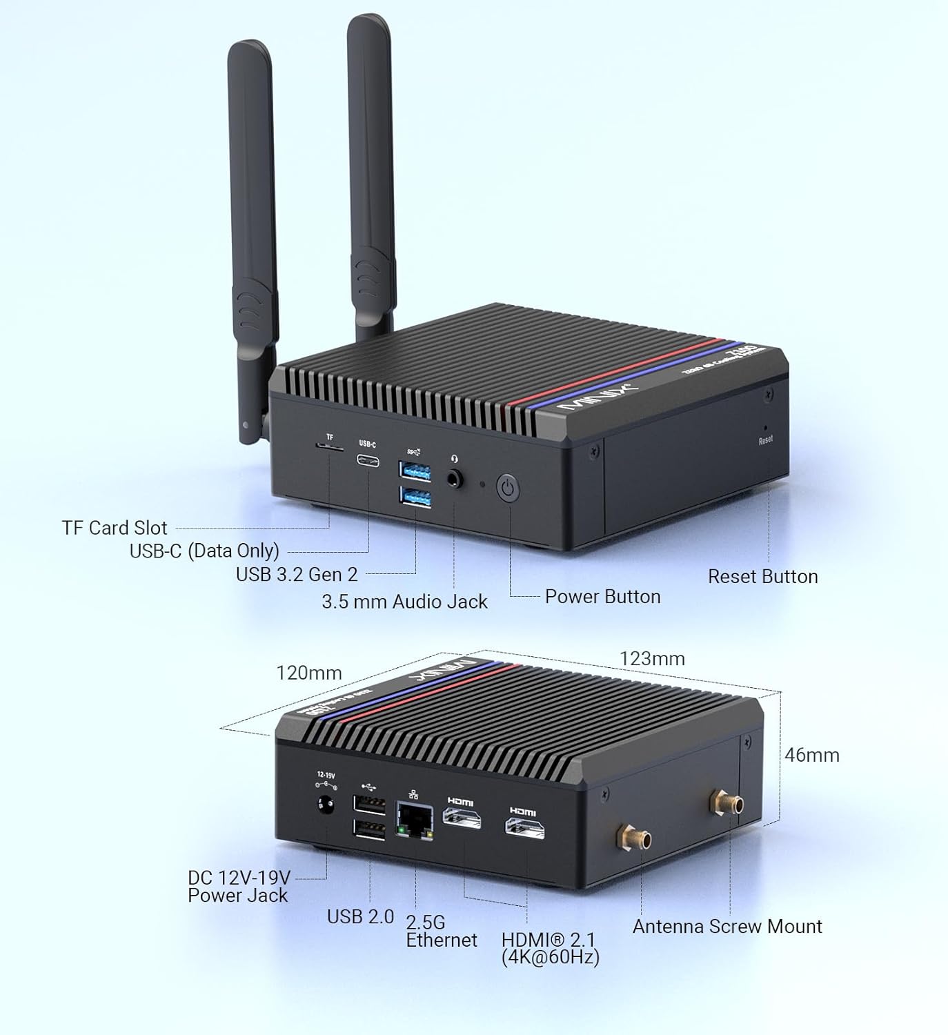 MINIX Z100-0dB Fanless Mini PC, Intel 12th Gen N100, 16GB DDR4/512GB PCIe 3.0 X4 SSD/4K Dual Display/2.5G LAN/Windows 11 Pro/Auto Power On/for Home/Office/Industrial and Commercial.