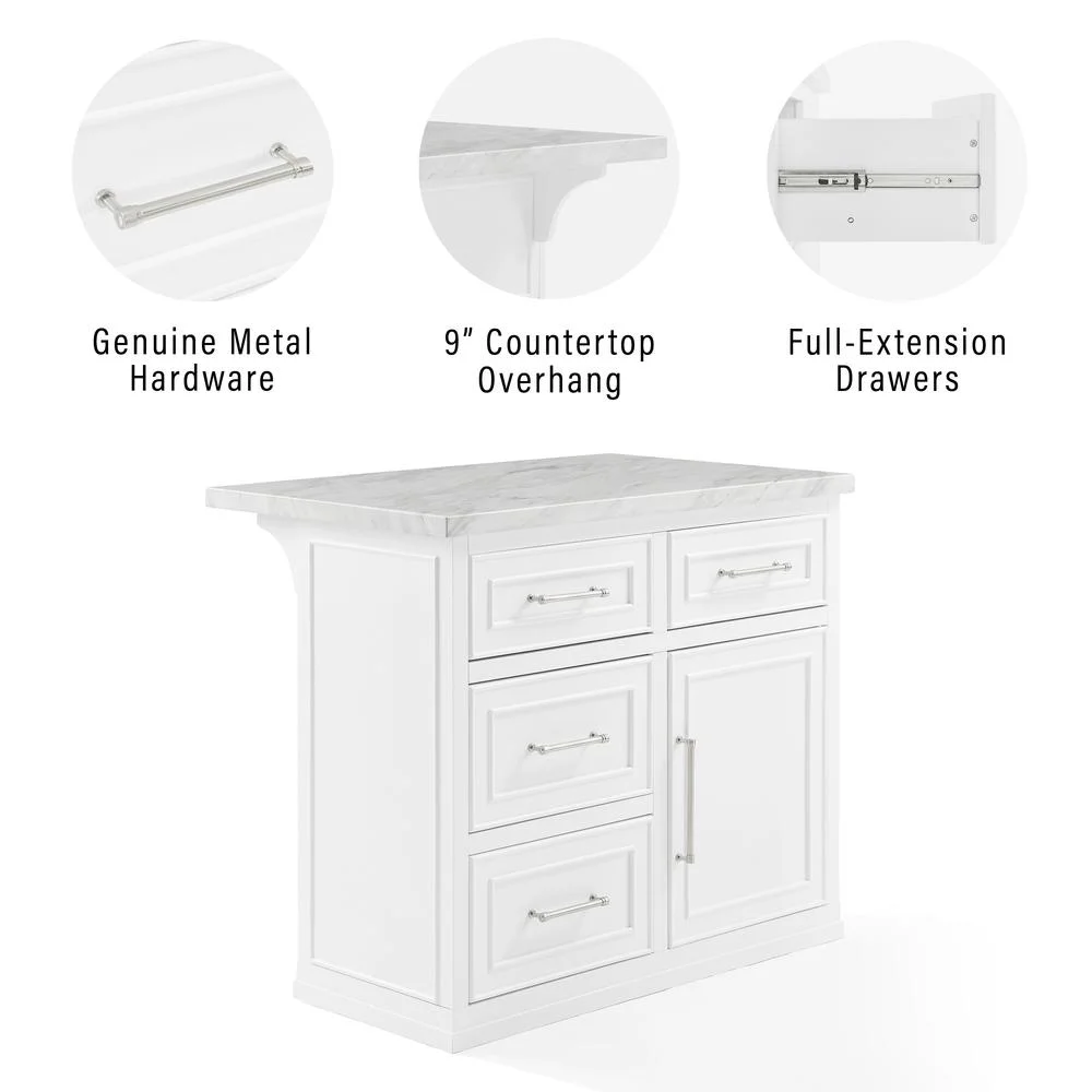 Crosley Furniture Cutler Modern MDF Wood Kitchen Island in White