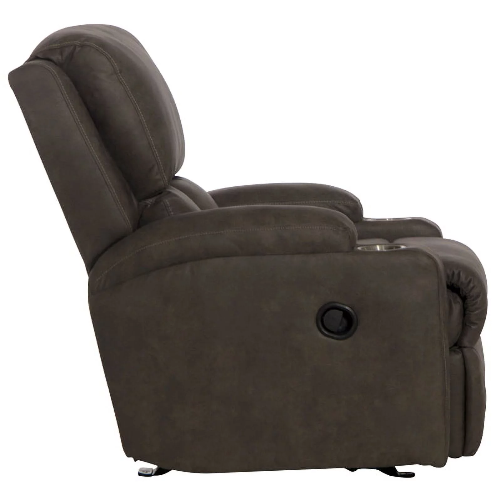 Catnapper Page Rocker Recliner with Two Cupholders in Gray Polyester Fabric