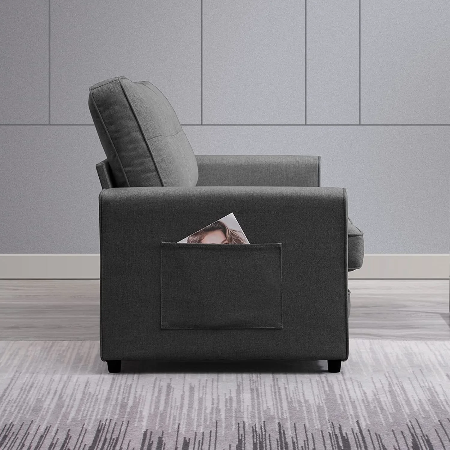 Mixoy 84"Modern 3-in-1 Loveseat Sleeper Sofa,Multi-Function Tri-Fold Fold Out Floor Sofa Bed Dark Grey - Curated Treasures Market