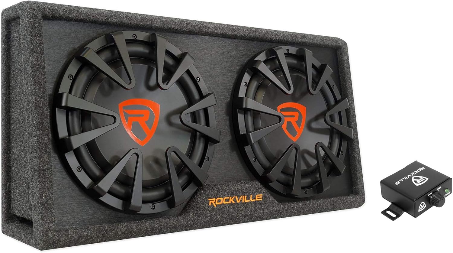Rockville RG212CA Dual 12 inches Slim Vented Powered Car Subwoofer Enclosure 2000 Watt