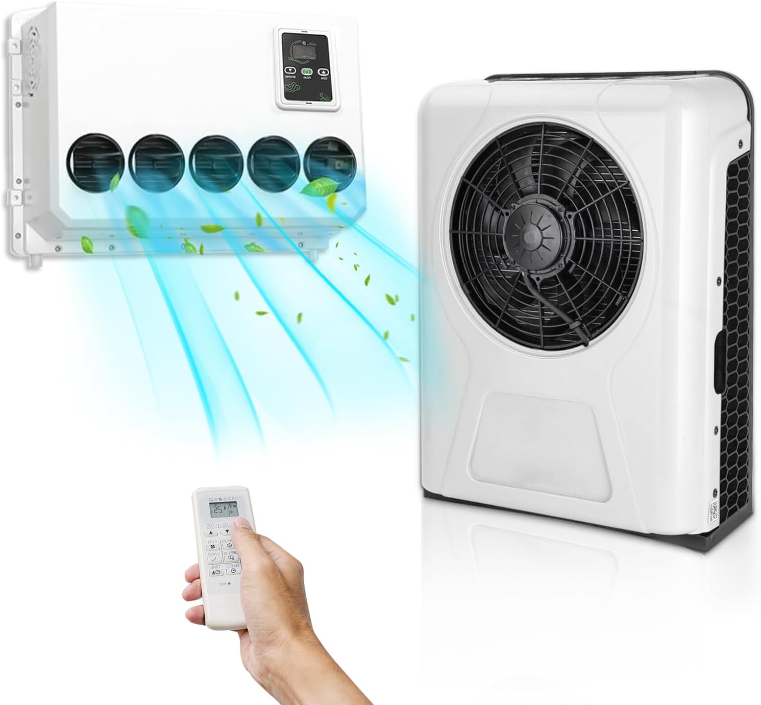 12 Volt DC Air Conditioner 11000BTU Split Electric AC Unit for RV, Truck Parking 12V Air Conditioner 960W Powerful, Quiet Effective Cooling for Semi-Truck, Bus, Camper, Pickup, Motorhome, Trailer