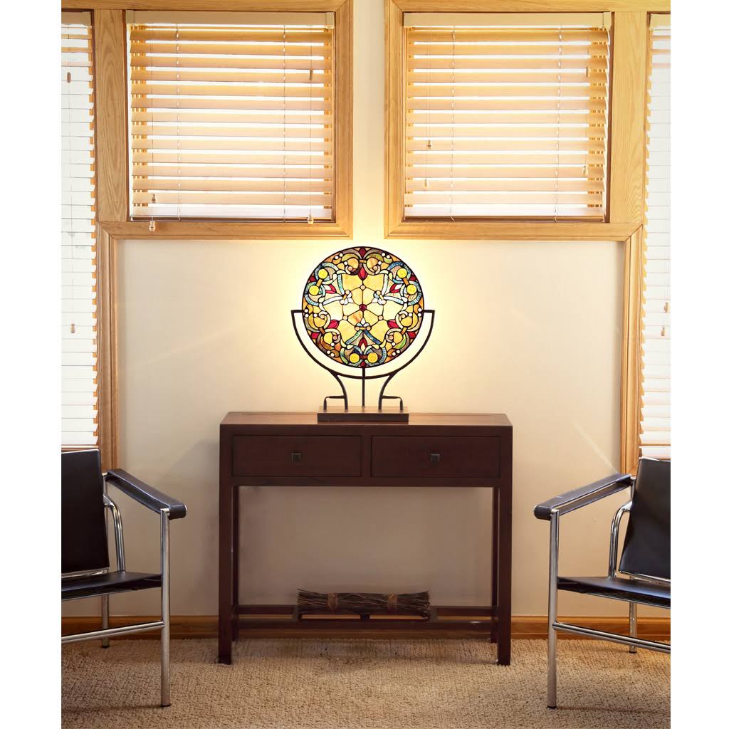 River of Goods Webbed Hearts Stained Glass Panel Lamp