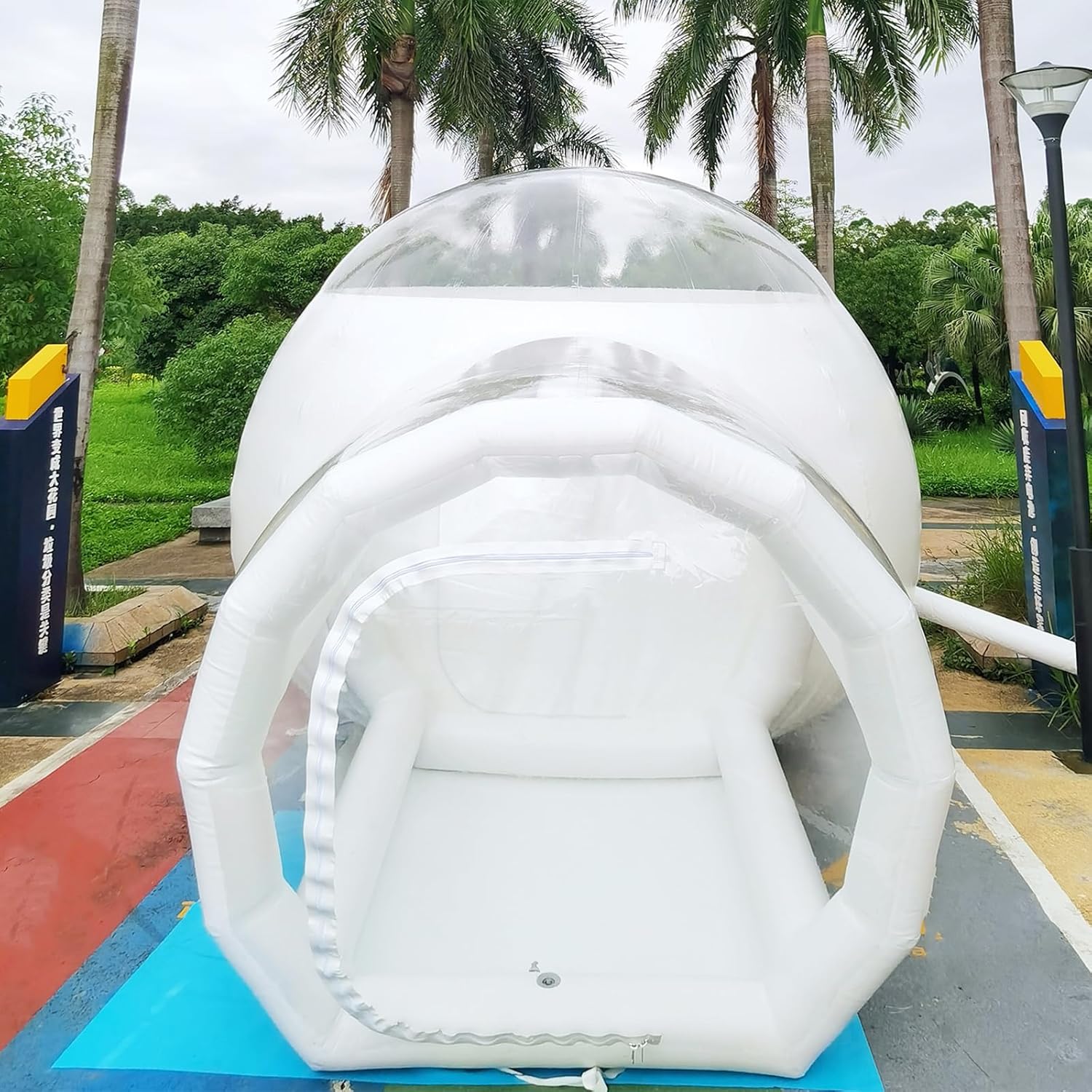 Inflatable Bubble Camping Tent, Clear Dome Balloon Garden Tent Transparent D-Ring Single Tunnel Bubble House with Air Blower for Outdoor Backyard Festivals Family Camping