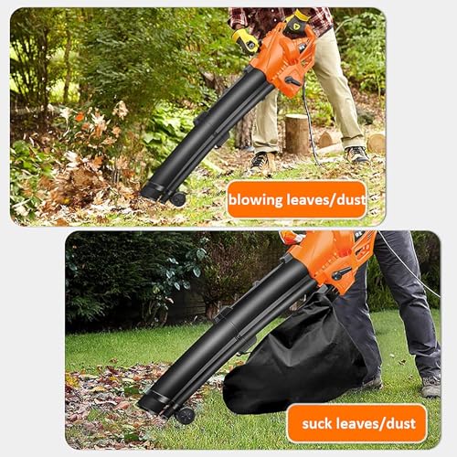 Powerful Leaf Blower, 3 in 1 (Leaf Blower + Vacuum Cleaner + Leaf Shredder) Garden Blower, 6-Speed Adjustment, 10:1 Powder Ratio, with 35L Collection Bag, 270 Km/H Electric Garden Duster (Color : 20M