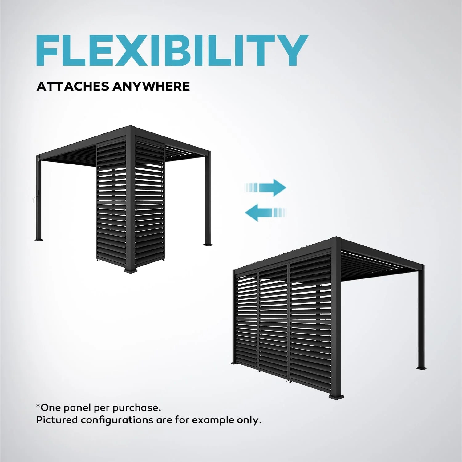 MIRADOR Accessories Aluminum Louvered Sun Shade Shutter Wall for 111S/DA 10'x10' Pergola One Panel, Charcoal