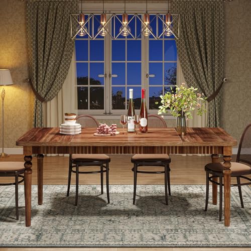 Tribesigns Farmhouse Dining Table for 4-6 People, Rectangular Kitchen Table with Wood Turned Legs, 63-Inch Large Dining Room Table Dinner Table for Home Kitchen Furniture, Oak