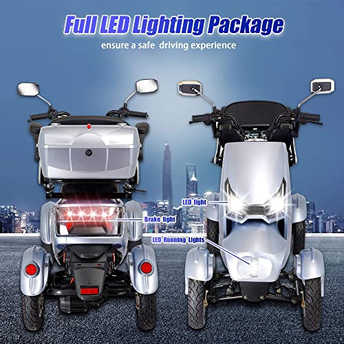 Mobility Scooters for Seniors & Adults, Heavy Duty 4-Wheel 3 Speed Medical Electric Powered Device 800W All Terrain, Elderly w/Rear Lockbox & Adjustable Seat (Type 3)