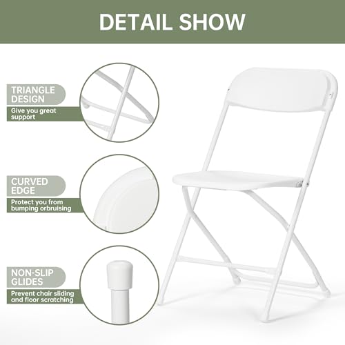 90 PCS Plastic Folding Chair, Folding Chair for Wedding Party Outdoor Indoor and Office, Portable Commercial Chair, Lightweight Folding Chair White