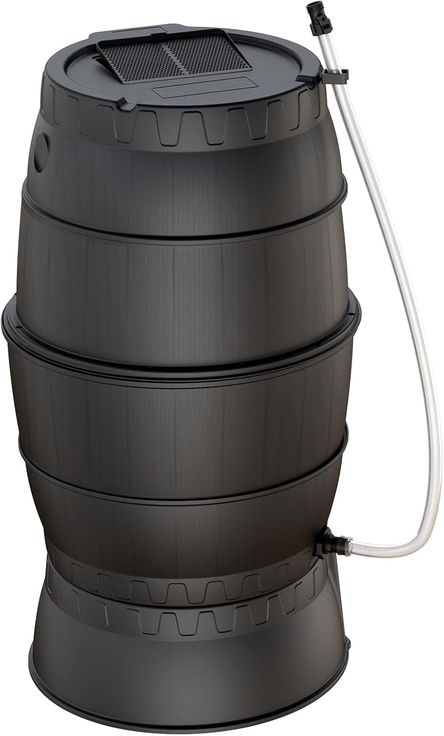 SQUEEZE master 50 Gallon Rainwater Collection Barrel with Stand-BPA Free Home Rain Catcher with Outlet Hose-Flatback Designed Water Storage Collection Barrel for Gardens and Plants