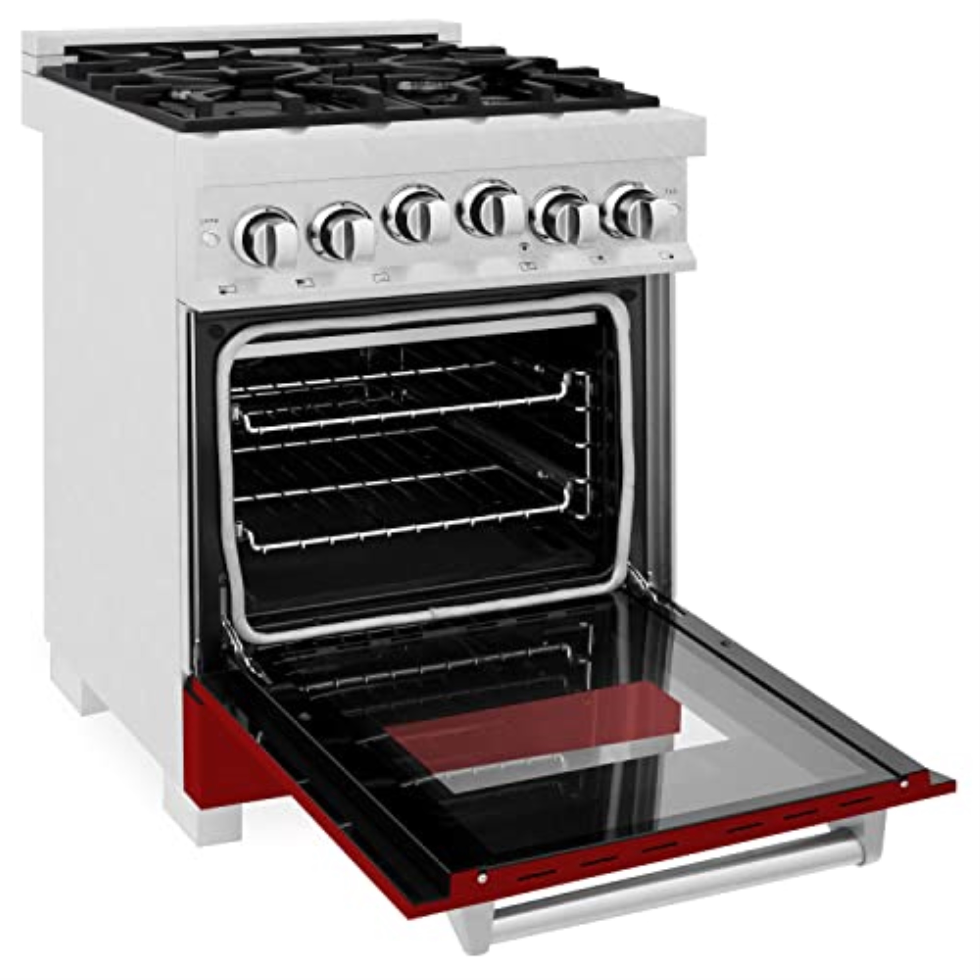 ZLINE 24" 2.8 cu. ft. Range with Gas Stove and Gas Oven in DuraSnow Stainless Steel and Red Gloss Door (RGS-RG-24)