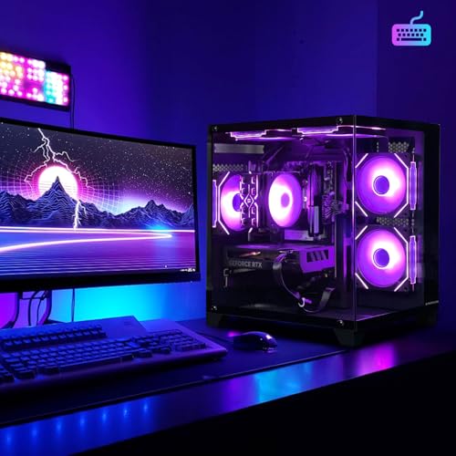 Gaming PC Desktop, Intel Core i5 14400F, RTX 4060, 32GB RAM, 1TB SSD, ARGB Fan, Tower Computer for Gaming and Office
