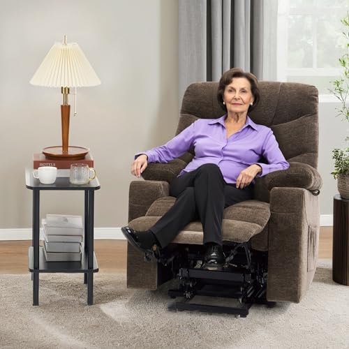 MCombo Power Lift Recliner Chair with Extended Footrest for Elderly People, Fabric 7287 (Navy Blue, Medium)