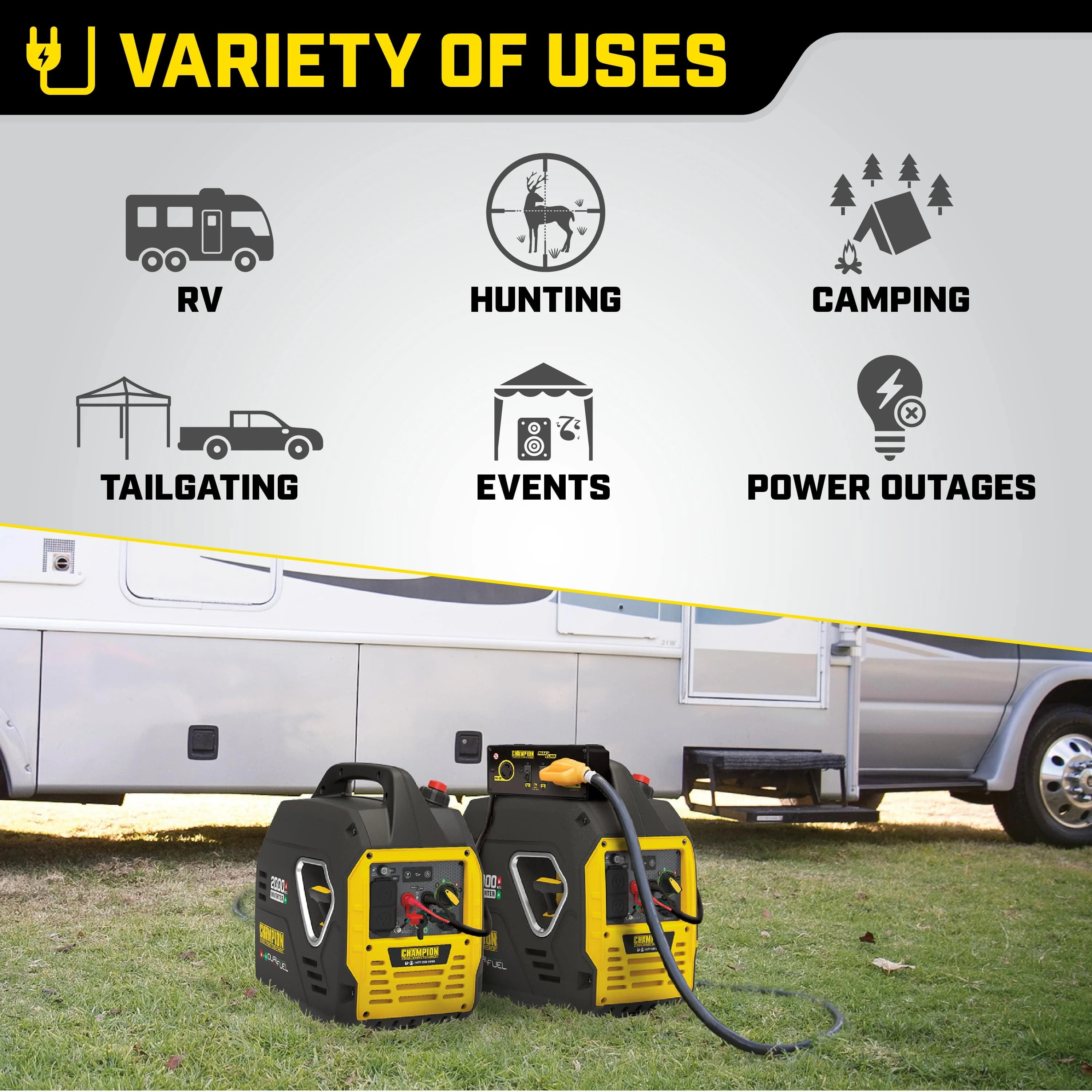 Champion Power Equipment 2000 Watt Dual Fuel Pull Cord Start Inverter Generator