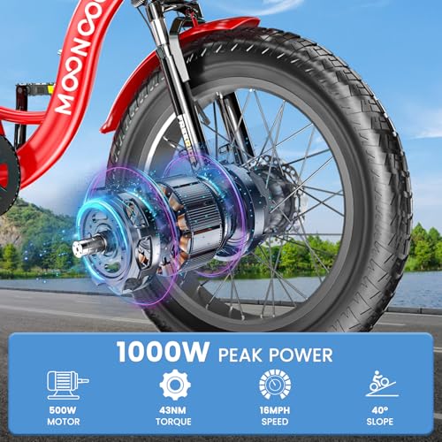 MOONCOOL Electric Tricycle Trike for Adults 350W 36V Removable Battery 24/26 Inches 7 Speeds 3 Wheels Electric Bikes Bicycle for Adults, Three Wheel Electric Cruiser Tricycle
