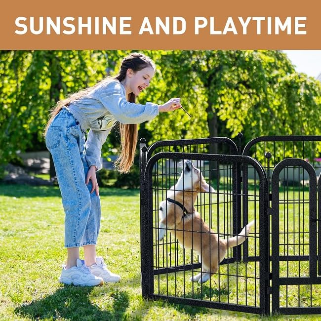 Metal Dog Playpen, 40 Inch Height 16 Panels, Large Dog Fence for Large/Medium/Small Dogs Indoor & Outdoor Bliss, Perfect Dog Pen for Camping, Yard, and RV | Black-Silver