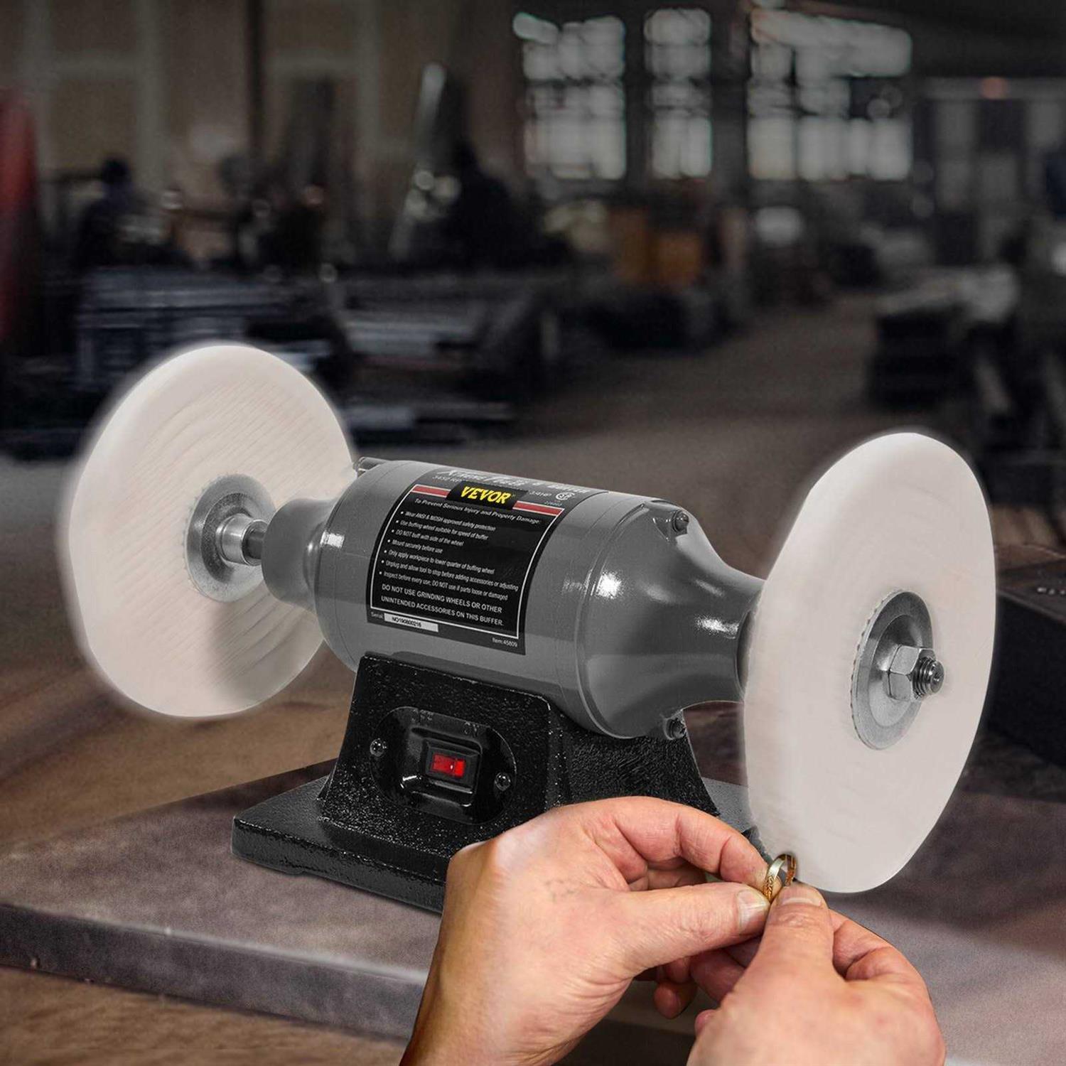 VEVOR Bench Buffer Polisher 8 inch Buffing Machine 370W Motor with 3600 RPM - Shop Hardware Tools Online Store