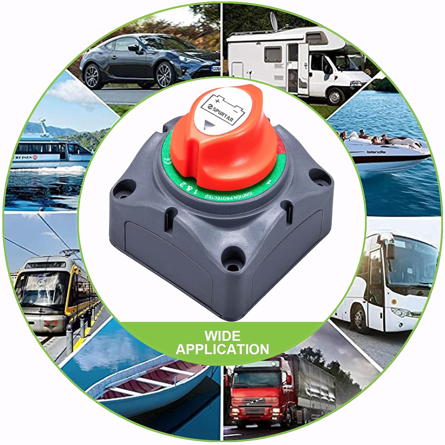 Spurtar Battery Disconnect Switch 1-2-Both-Off, DC 12V-48V Master Marine Battery Switch Power Cut Off for Marine Boat Car ATV RV Vehicle, Waterproof Battery Isolator Heavy Duty