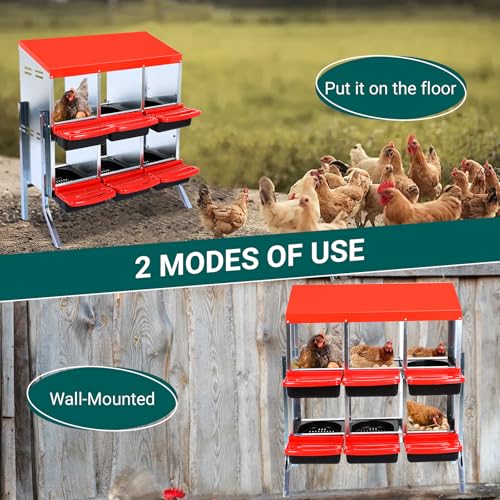 Chicken Nesting Box, 10 Hole 2 Layer Hen Nest Box with Legs, Roll Away Eggs Laying Boxes,Cleanable Pull Out Hen Roosting Boxes