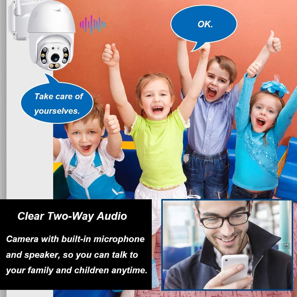 Wireless Security Camera, 2K Home WiFi IP Camera, Pan Tilt Dome Surveillance Camera, Two-Way Audio Motion Detection, Clear Night Vision, Waterproof CCTV Camera, Give Away 32G SD Card. Pack of 2