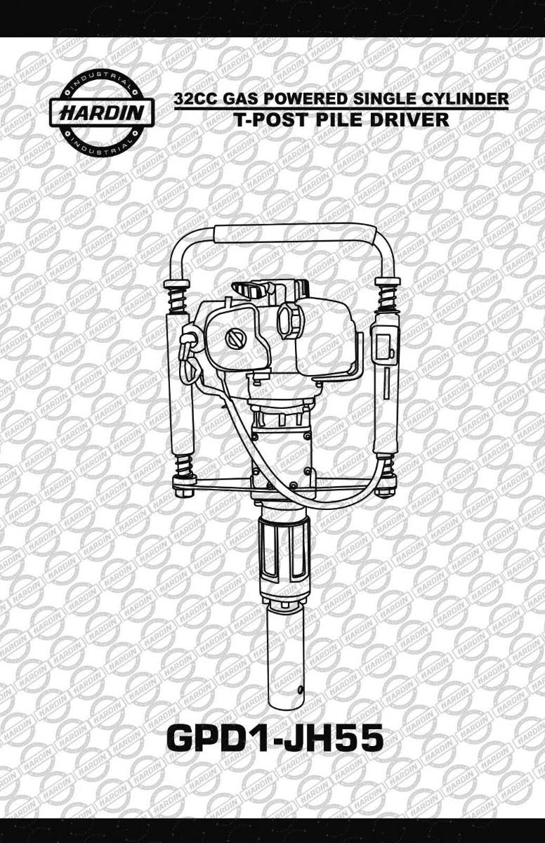 Hardin GPD1-JH55 Gas Powered T-Post Driver Fence Post Driver Jack Hammer Pickett