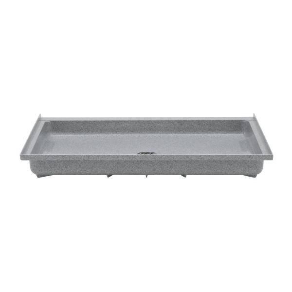 Swanstone SF03448MD.042 Solid Surface Center Drain Shower Base, 48-in L x 34-in H x 5.5-in H, Gray Granite
