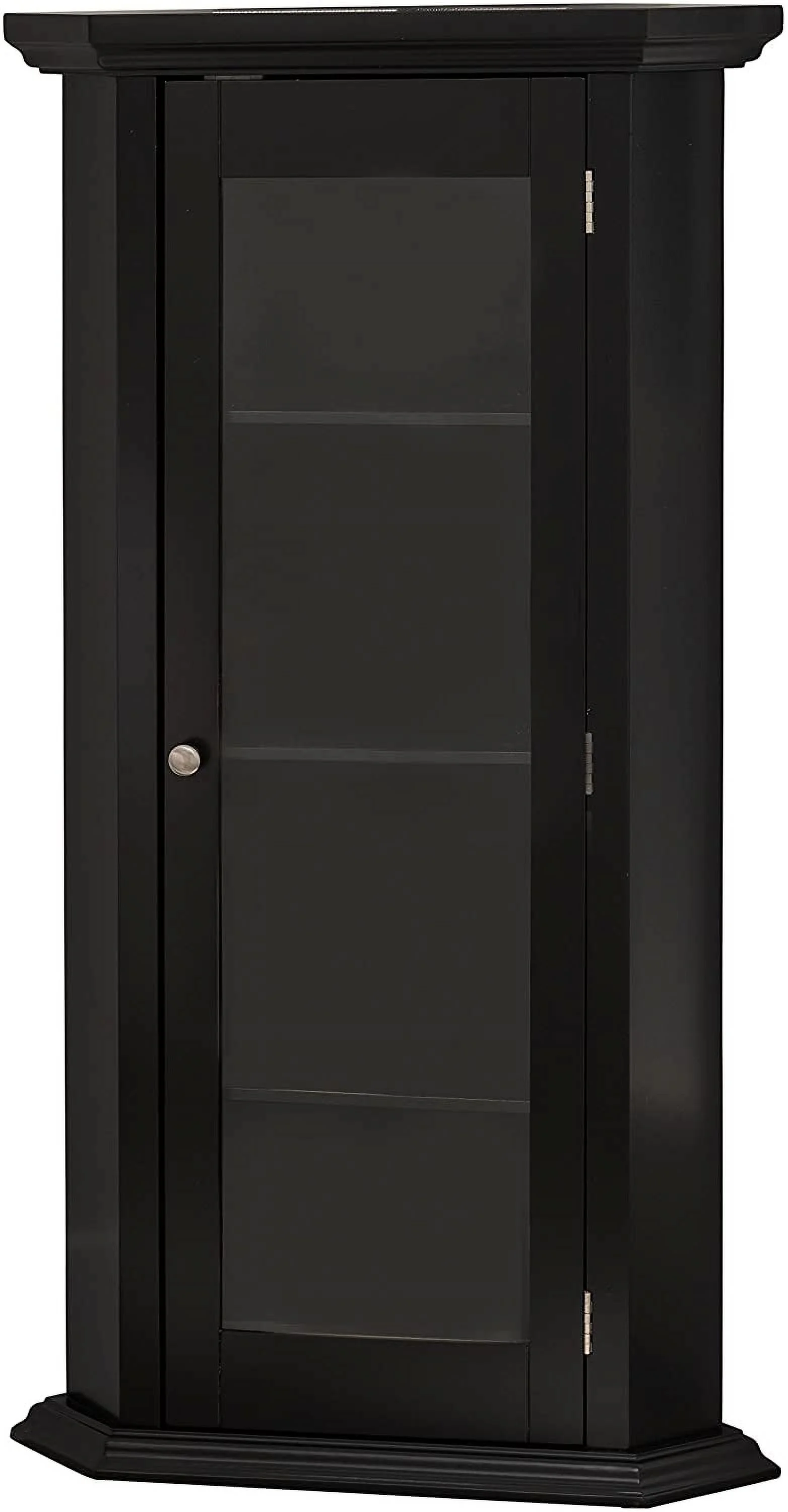 FJU - Corner Accent Display Wood Curio Cabinet, Black