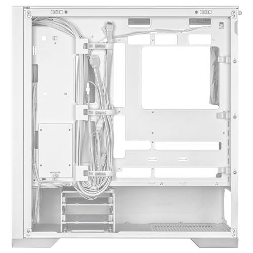 ASUS TUF Gaming GT302 ARGB ATX Mid-Tower PC Case – Four 140 x 28 mm ARGB Fans for High Airflow, Interchangeable Tempered Glass or Mesh Side Panels, Supports BTF Hidden-Connector Motherboards | White