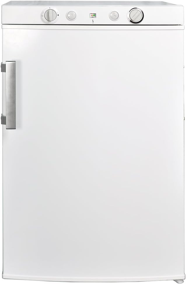 SMETA RV Propane Refrigerator with Freezer 12V/110V/Gas LPG, No Noise, RV Fridge for Dorm Office Garage Motorhome Caravan, Single Door, 3.5 Cu.Ft, White