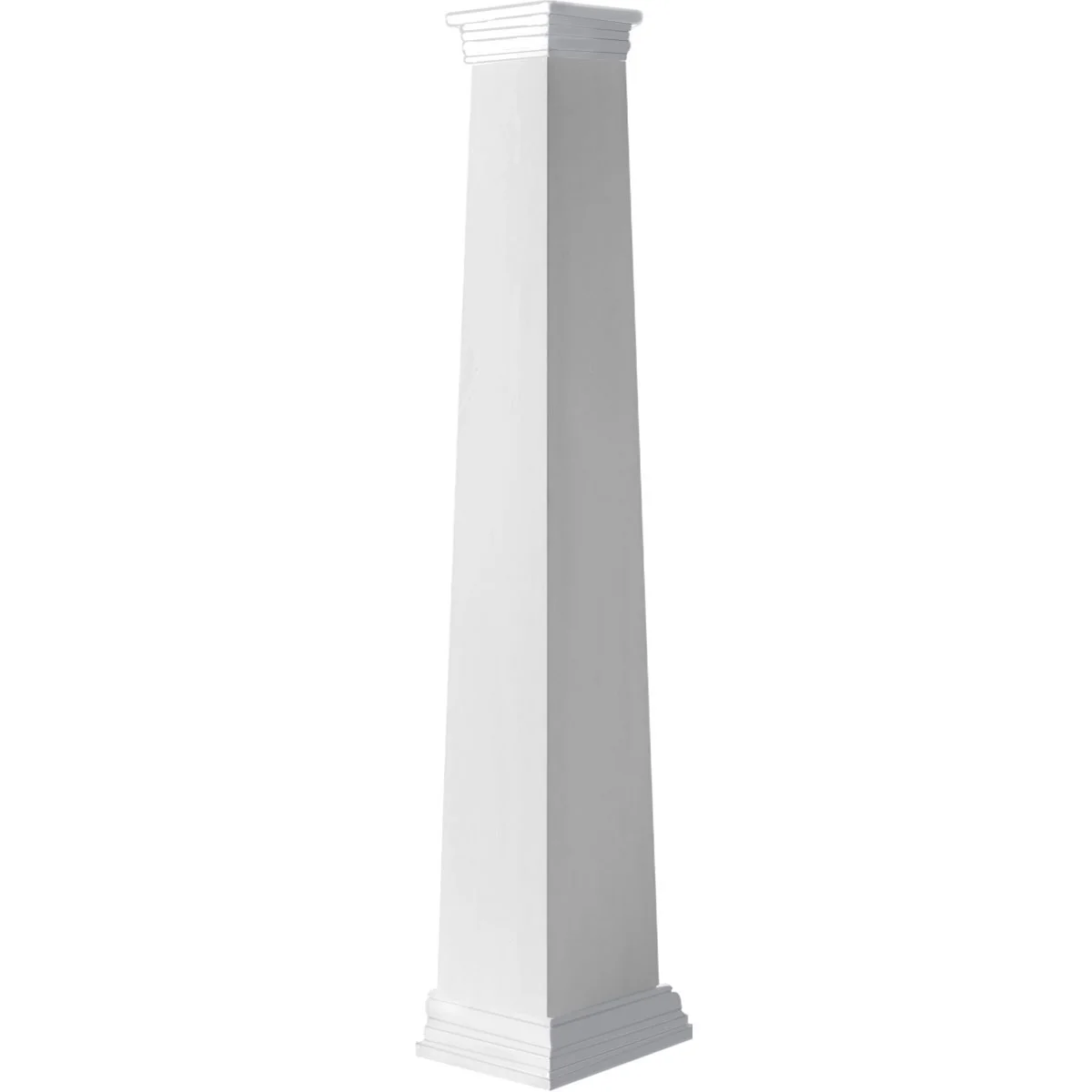 Ekena Millwork 16" Bottom Width to 12" Top Width x 8'H Premium Square Tapered Smooth PVC Endura-Craft Column Wrap Kit, Prairie Capital & Base