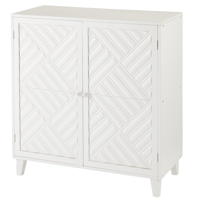 The Lakeside Collection 2-Door Cabinet with Chevron Design - White