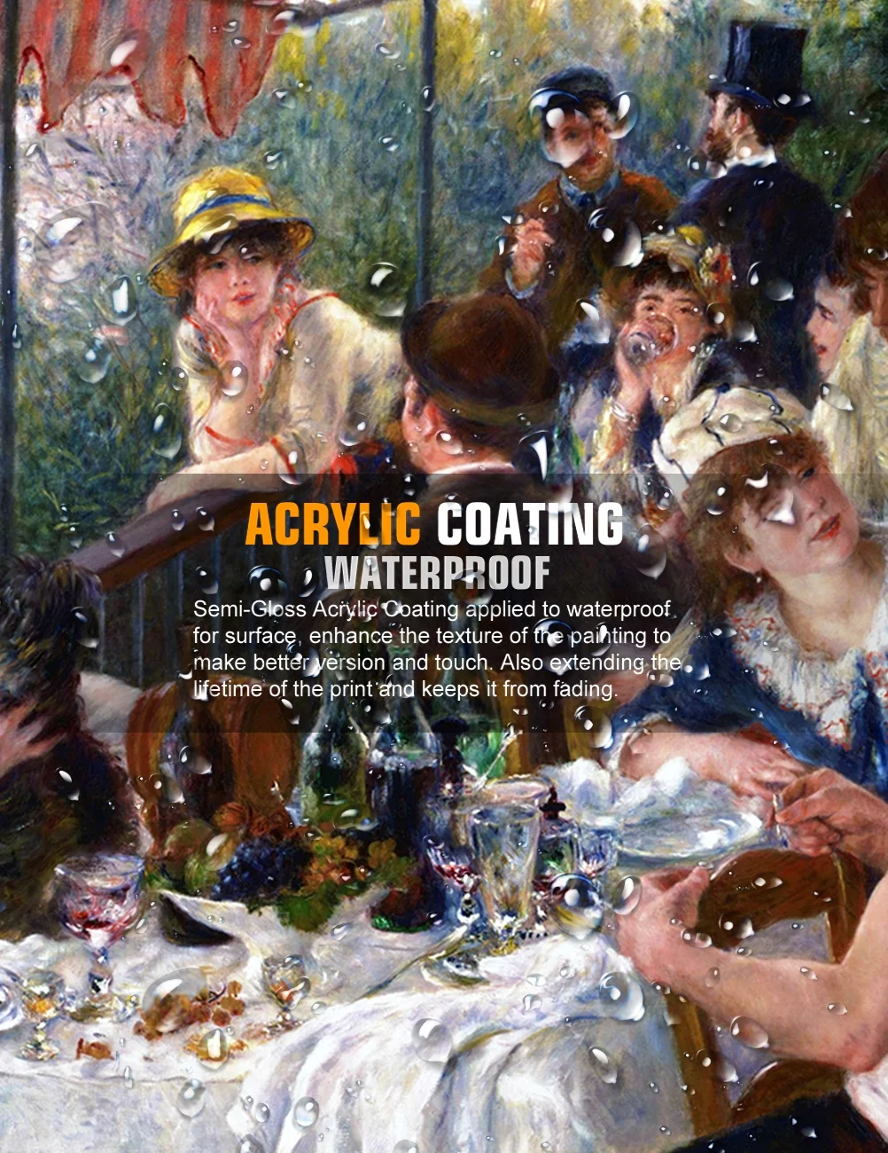 DECORARTS - Luncheon of the Boating Party by Pierre-Auguste Renoir. Oil Painting Reproduction, Giclee Print on Canvas. Ready to Hang Wall Art for Home, Bedroom, Office Decor. 18x12"