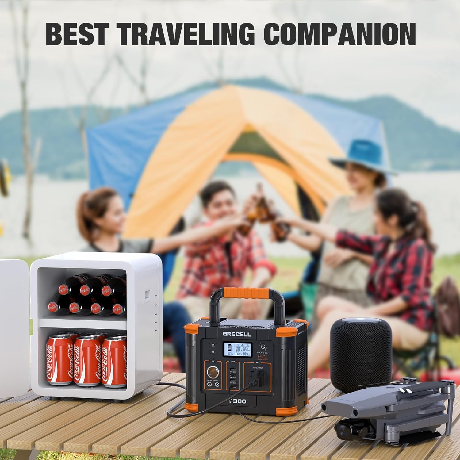 Portable Power Station 300W (Peak 600W) with 80W Foldable Solar Panel, 288Wh Solar Generator with Portable Solar Charger, 110V Pure Sine Wave AC Outlet Backup Lithium Battery