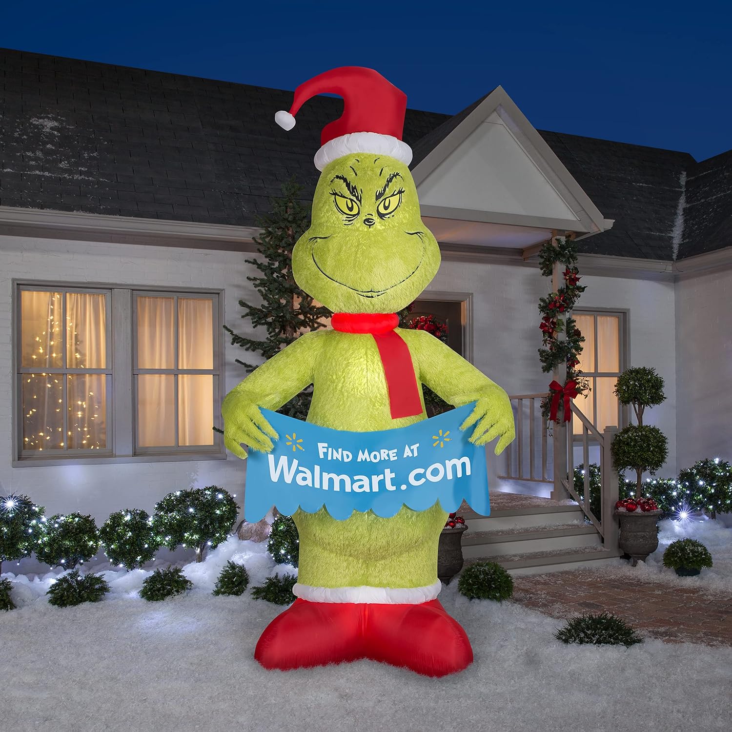10' Gemmy Airblown Mixed Media Dr. Seuss Grinch w/Banner