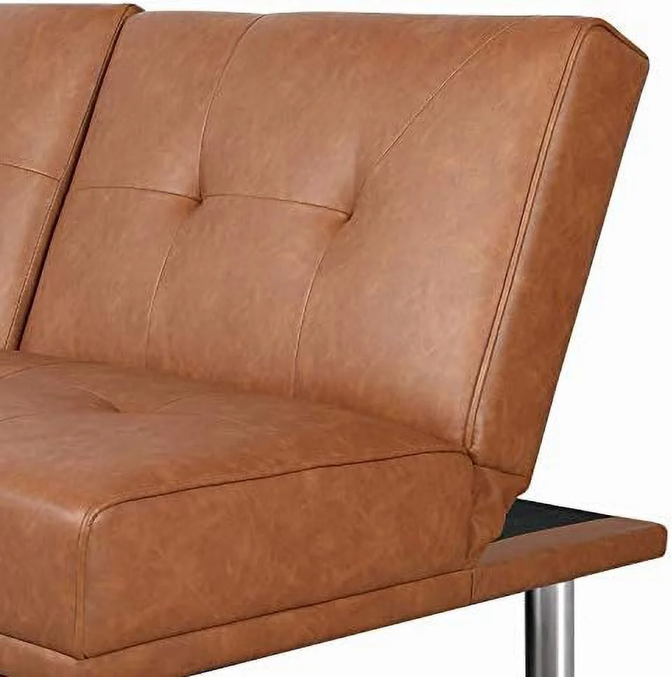 SJOPLMN Convertible Sofa Bed Adjustable Couch Sleeper Modern Faux Leather Home Recliner Reversible Loveseat Folding Daybed Guest Bed  Removable Armrests  Cup Holders  3 Angles  772lb Capa - Curated Treasures Market