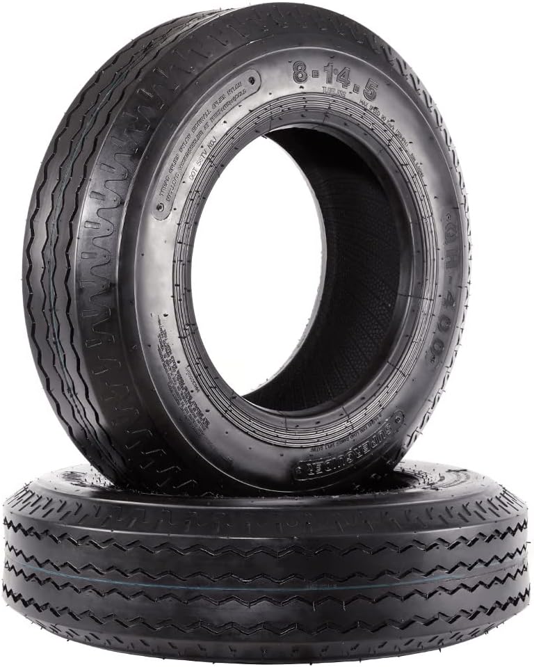 Set of 2 Heavy Duty Highway Trailer Tires 8-14.5 Load Range G 8x14.5 8-14.5 Motor Mobile Home Tire, 14PR