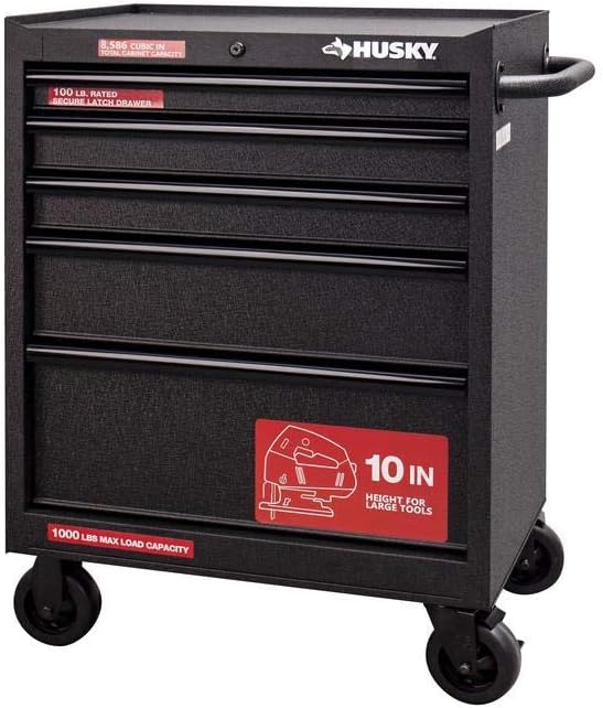 Husky 27 in. 5-Drawer Roller Cabinet Tool Chest in Textured Black