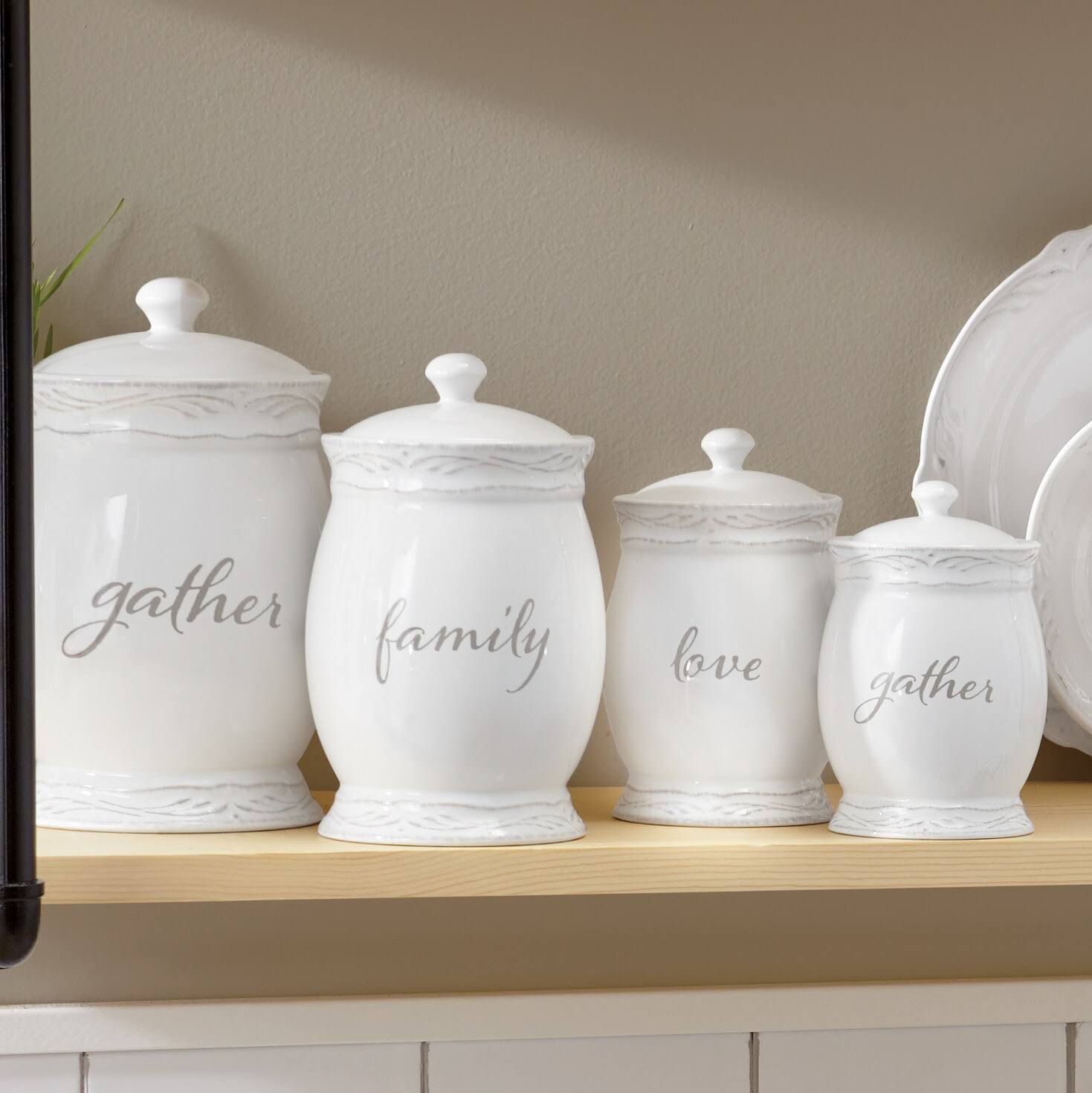Country Door Everyday Classics 4-Piece Canister Set, White