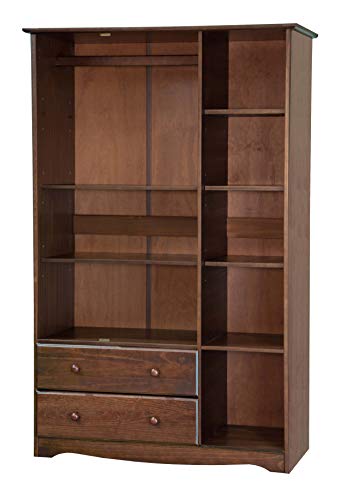 Palace Imports 100% Solid Wood Grand Armoire Wardrobe Closet, Java, 45.75" w x 72" h x 20.75", 4 Small Shelves, 1 Clothing Rod, 2 Drawers, 1 Lock Included. Renewable Eco-Friendly Wood, Made in Brazil