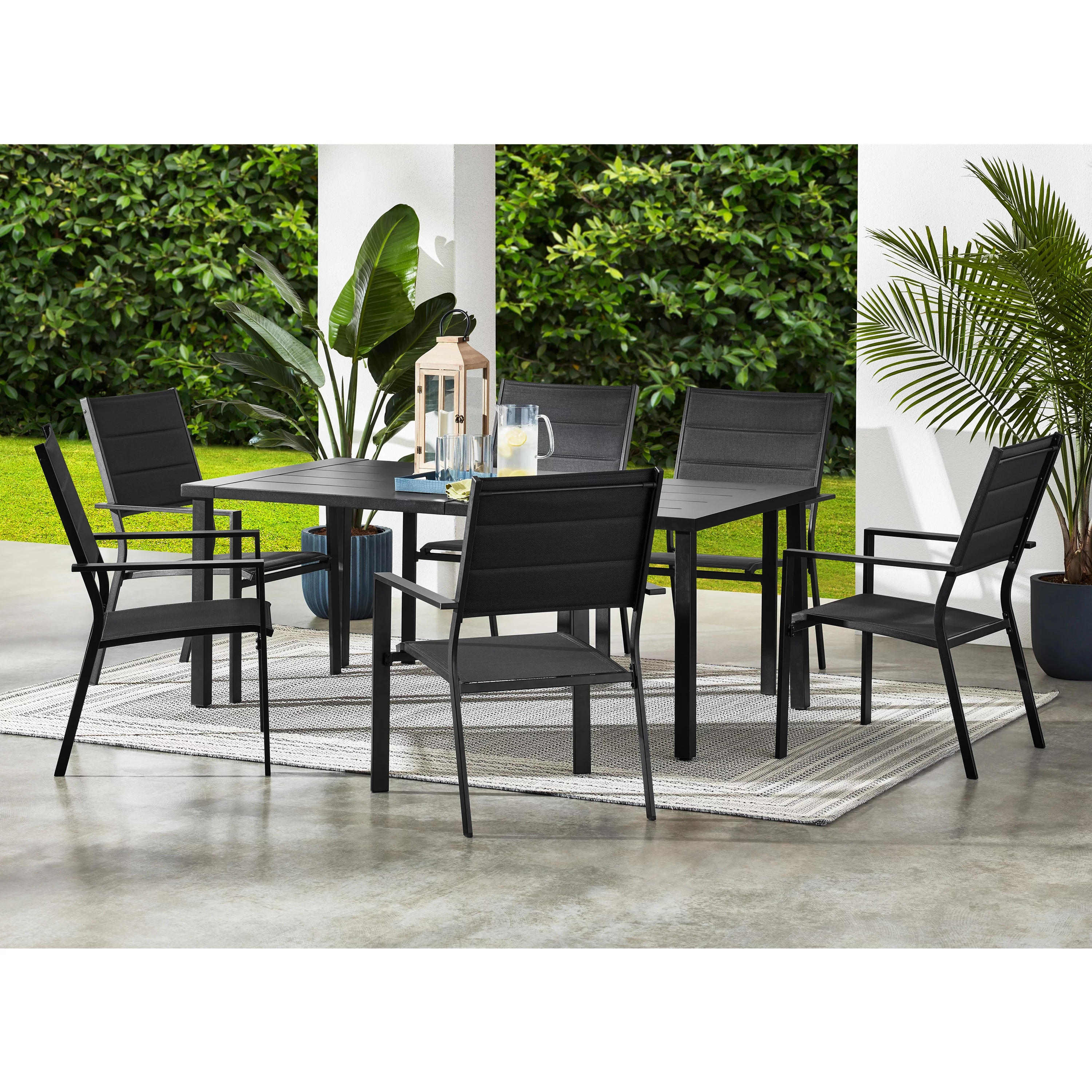 Mainstays Dashwood 7-Piece Outdoor Patio Dining Set, Black