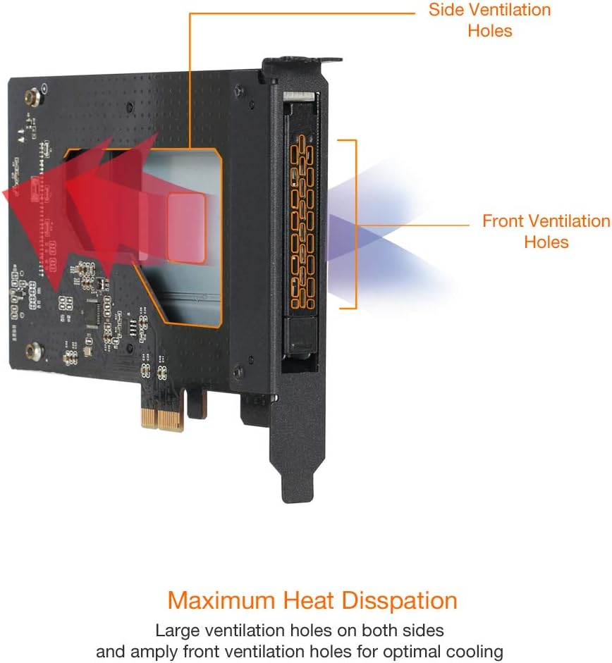 ICY DOCK 2.5” SATA SSD/HDD to PCIe 2.0 x1 Hot-Swap Mobile Rack for PCIe Expansion Slots | ToughArmor MB839SP-B Pack of 2