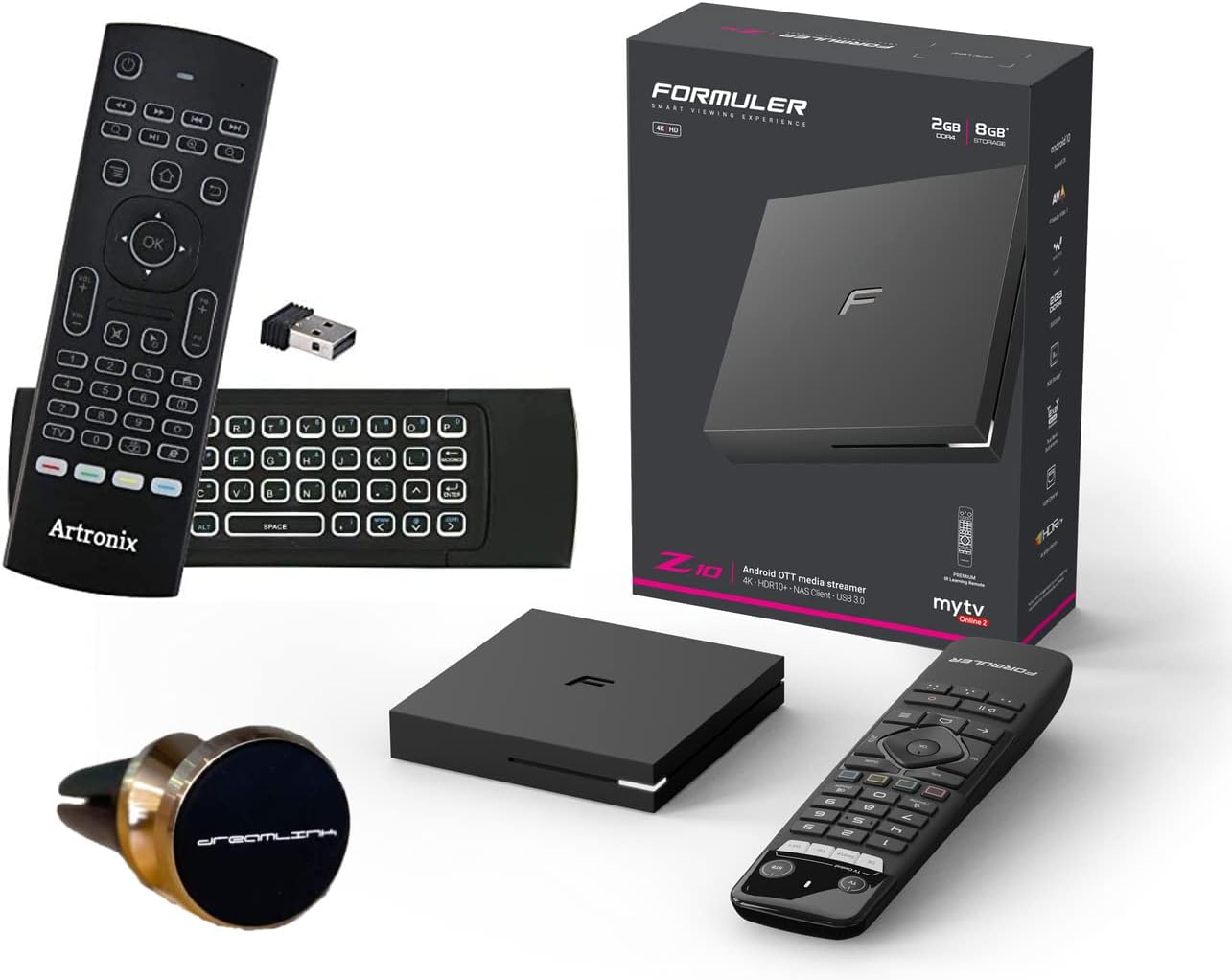 Formuler Z10 Android 10 Dual Band 5G LAN 2GB Ram 8GB ROM 4K + Extra Air Remote Keyboard Backlit + Extra Magnetic Car Mount