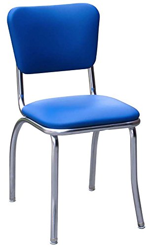Retro Chrome Kitchen Chair with 1" Pulled Seat, Glitter Sparkle Red